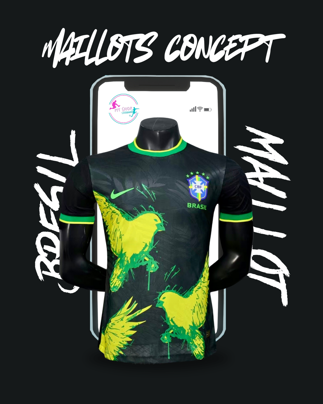 Maillot Bresil concept oiseau noir