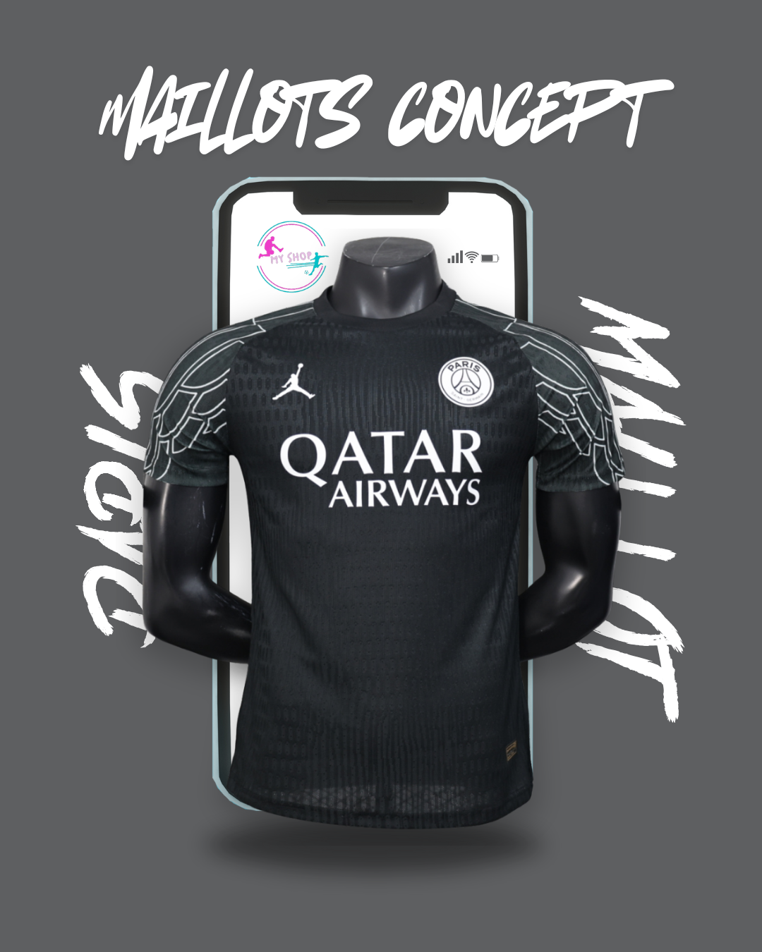 Maillot PSG noir concept